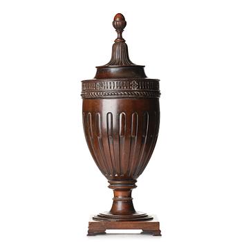 143. A mahogany carved Urn Cutlery box in George III style, around year 1800.