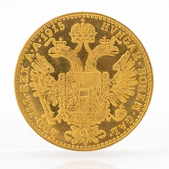 Gold coin, Austria-Hungary, Franz Joseph 1 Ducat, 1915.