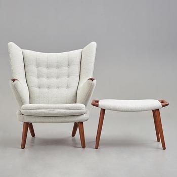 Hans J. Wegner, a "Papa bear" armchair and ottoman for AP-stolen, Denmark.