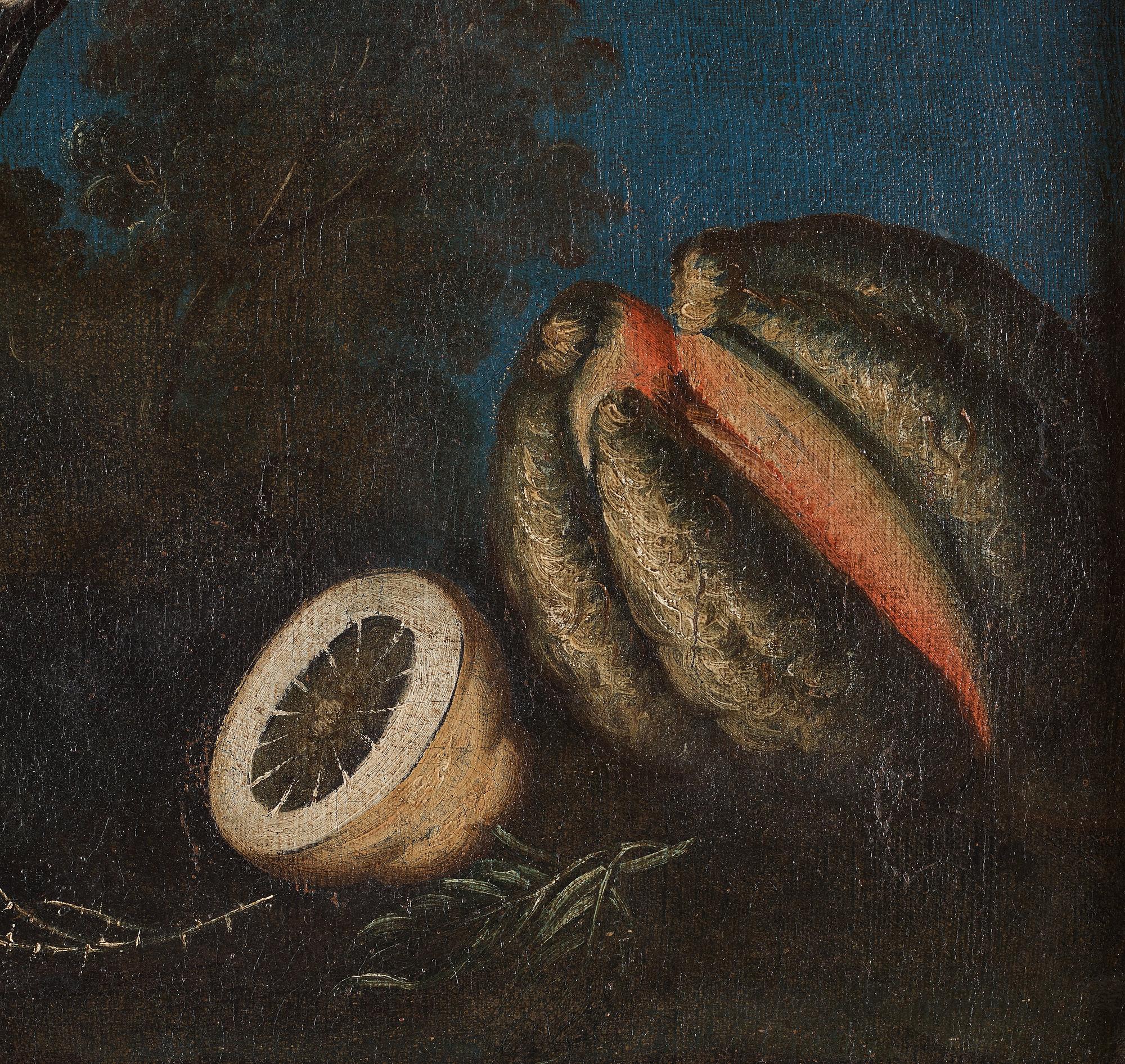 ITALIAN ARTIST 18TH CENTURY, Still life with fruits, flowers and a bird.