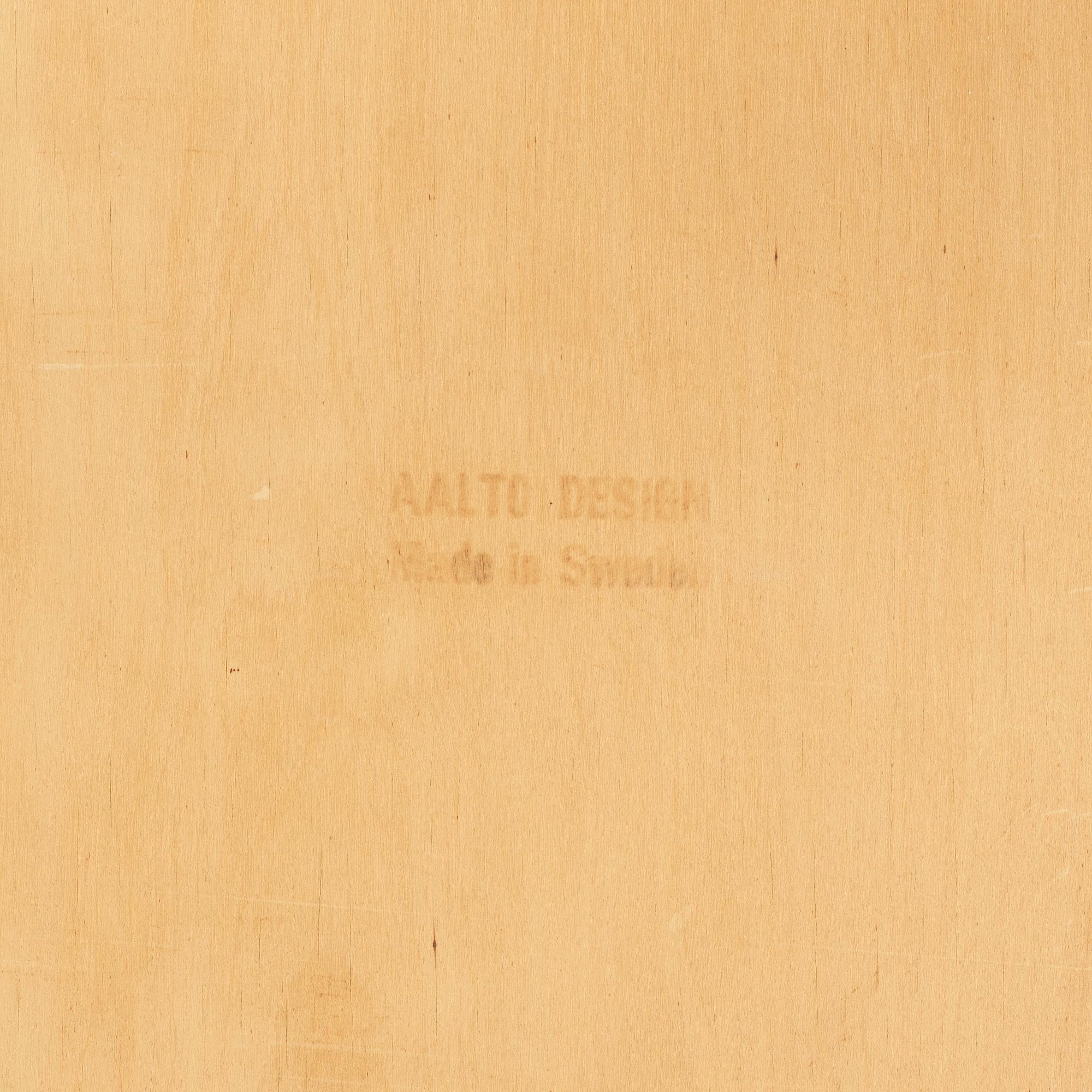 Alvar Aalto, a 'model 75' birch table, made on license by Aalto Design Hedemora for Artek, Sweden 1946-56.