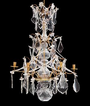 527. A Swedish Rococo 18th century six-light chandelier.