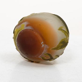 Emile Gallé, ask med lock samt vas, glas, Nancy Frankrike, Art Nouveau.