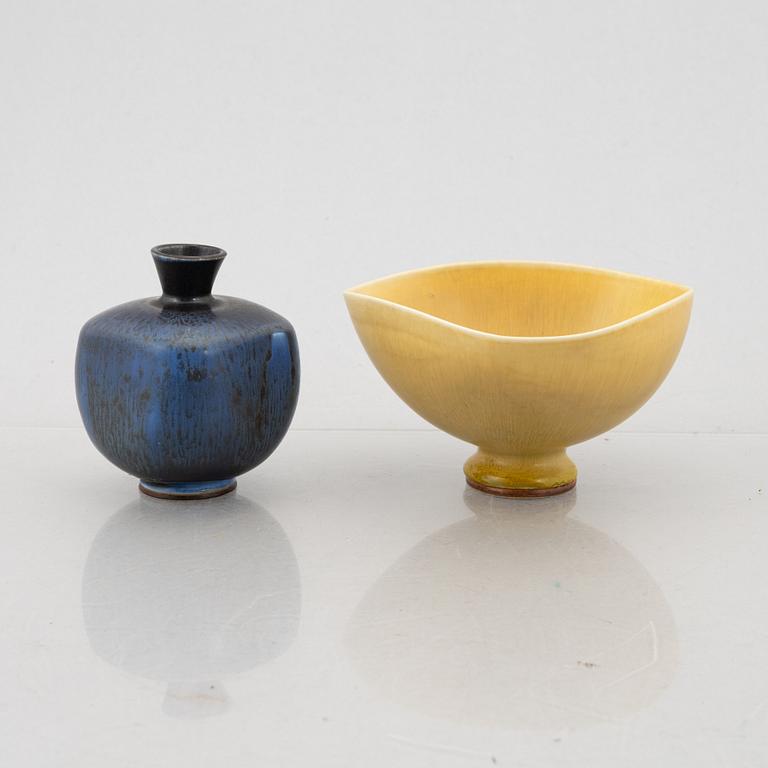 Berndt Friberg, a stoneware vase and a bowl, Gustavsbergs Studio 1972-74.