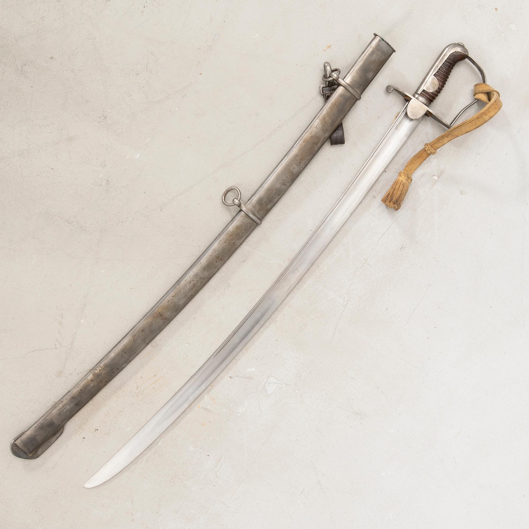 Sabel, svensk, m/1831 för artillerimanskap, med balja.