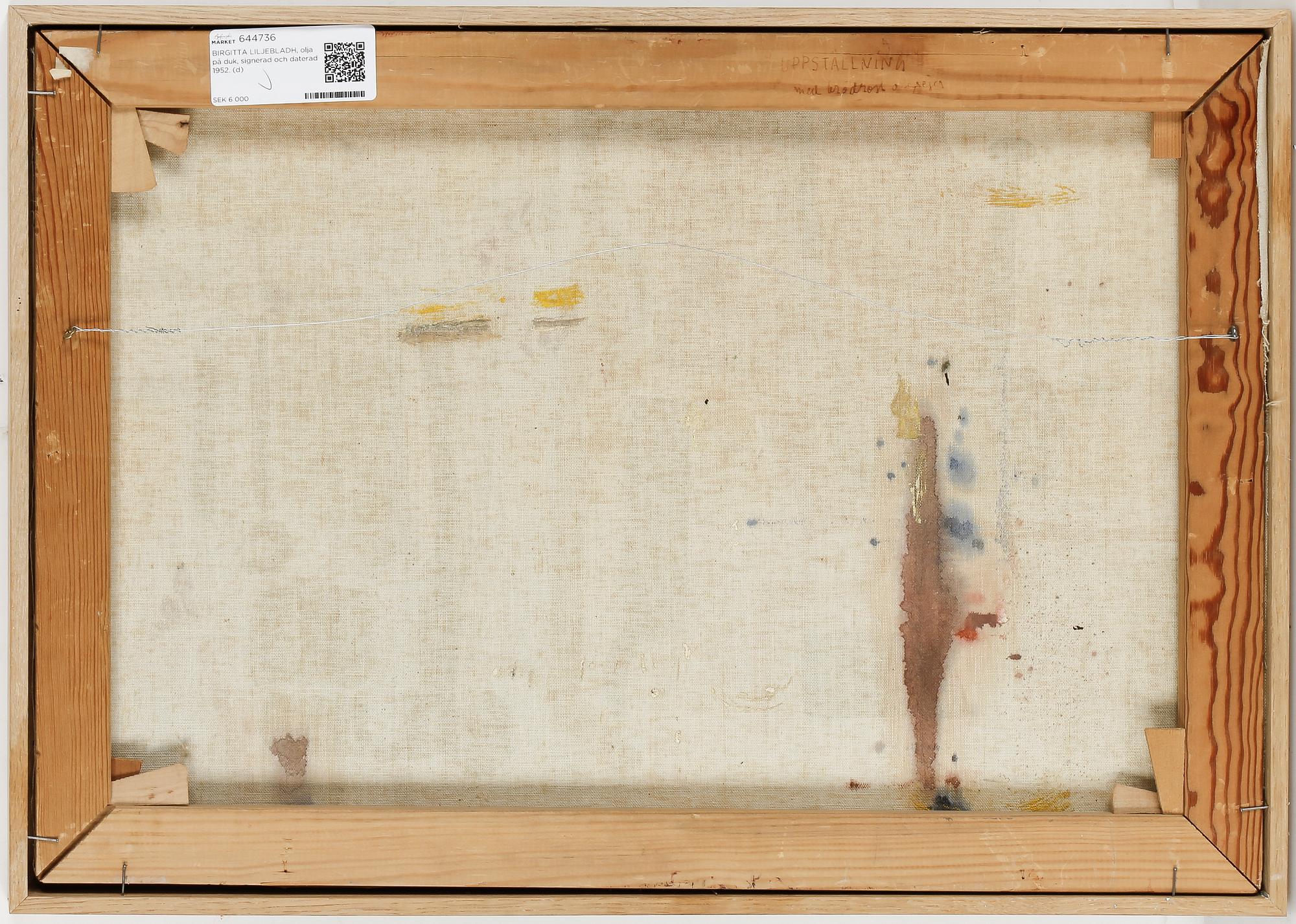 BIRGITTA LILJEBLADH, olja på duk, signerad och daterad 1952.