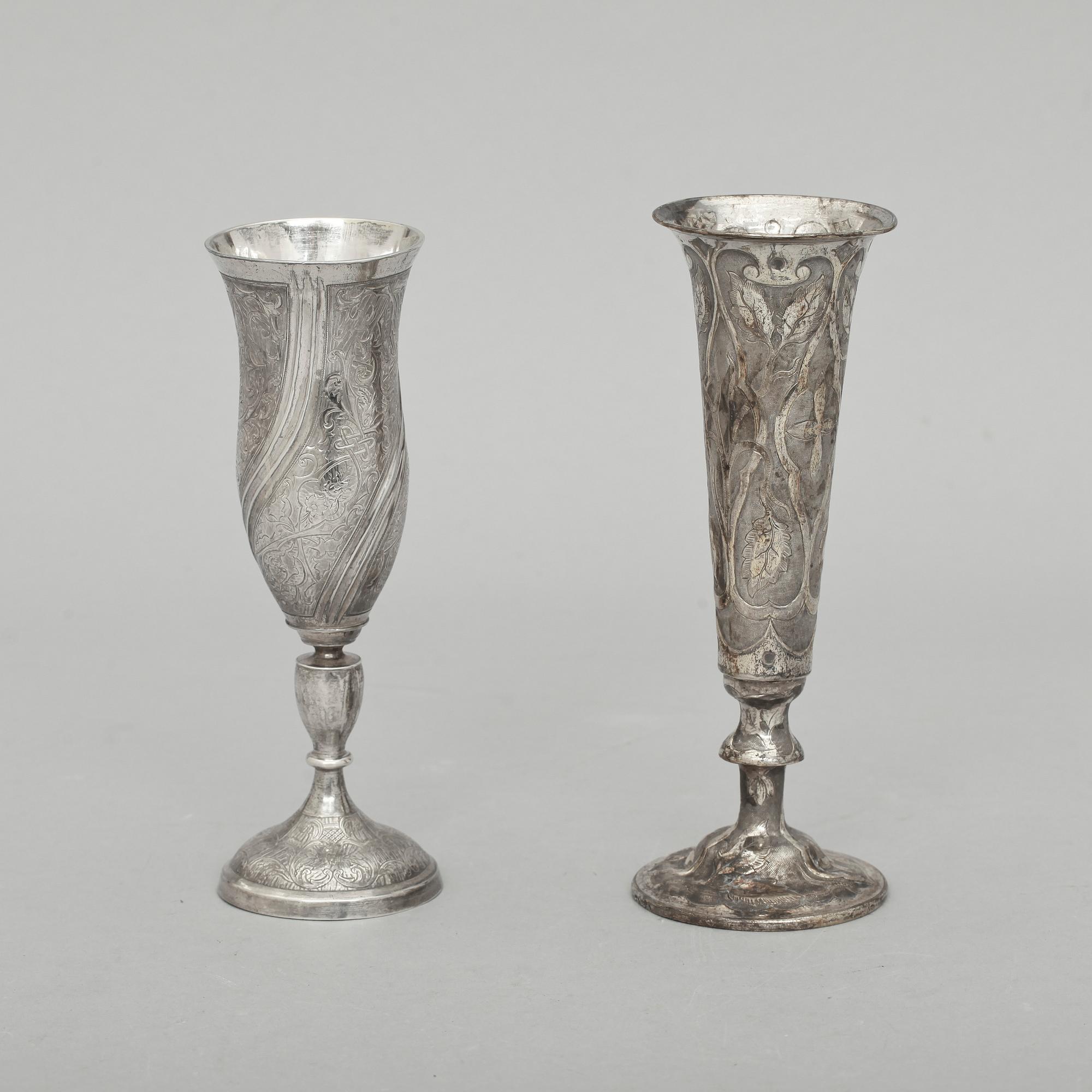 VASER, 2 st, silver. Ryssland, 1800-talets mitt. 140+150gr.