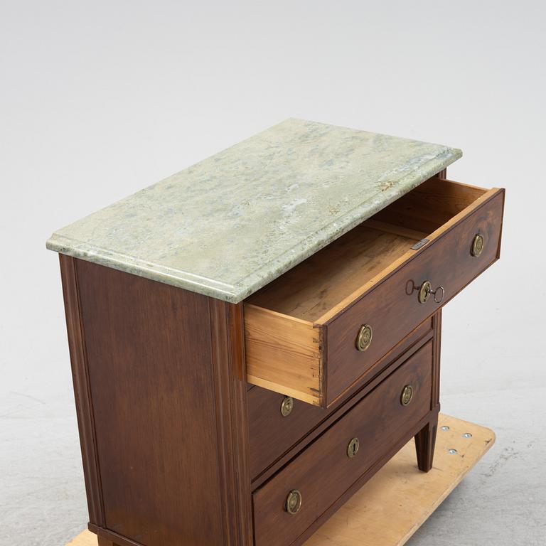 A Gustavian style chest of drawers, around 1900.