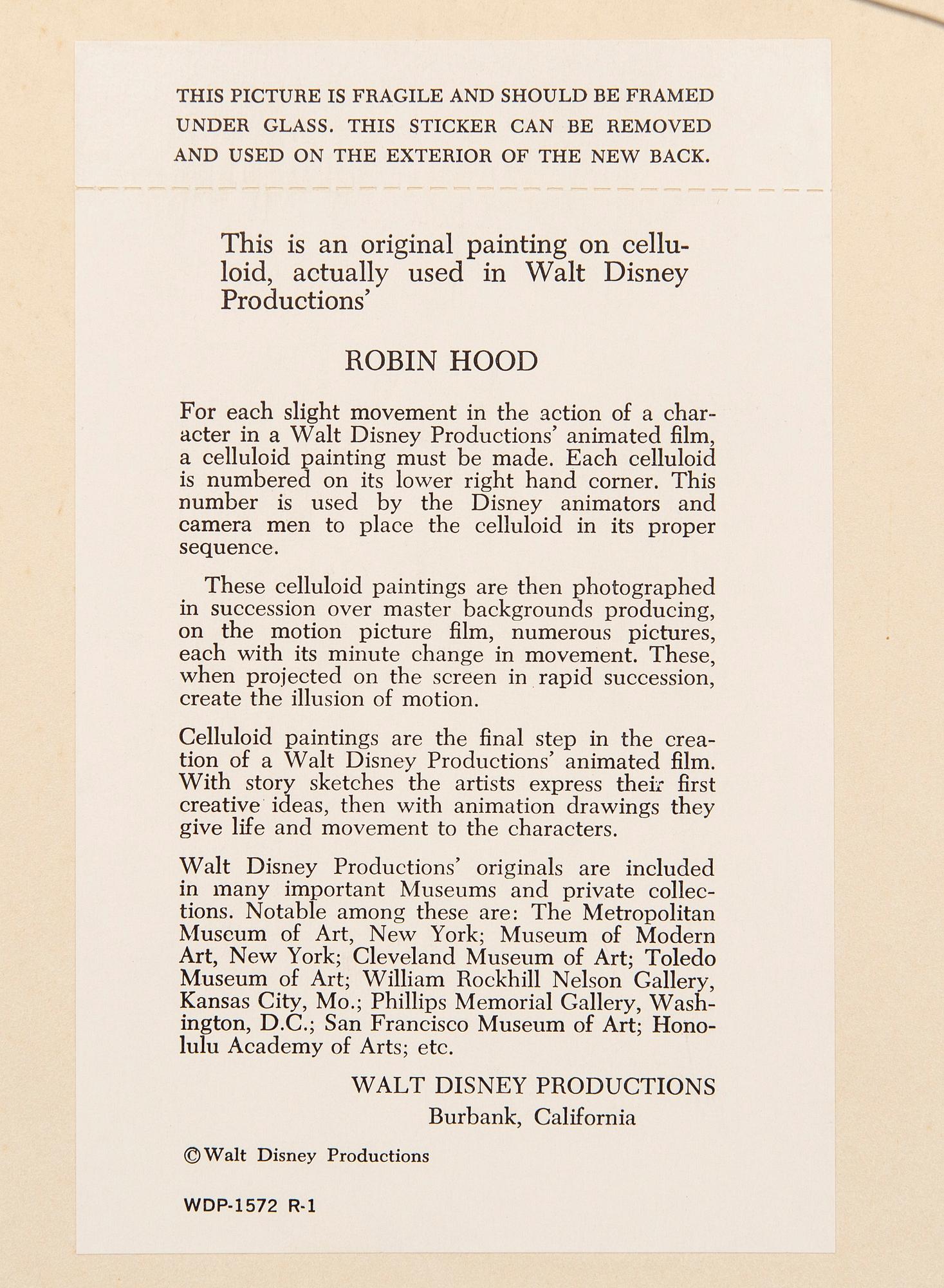 Filmcell från filmen "Robin Hood", Walt Disney.