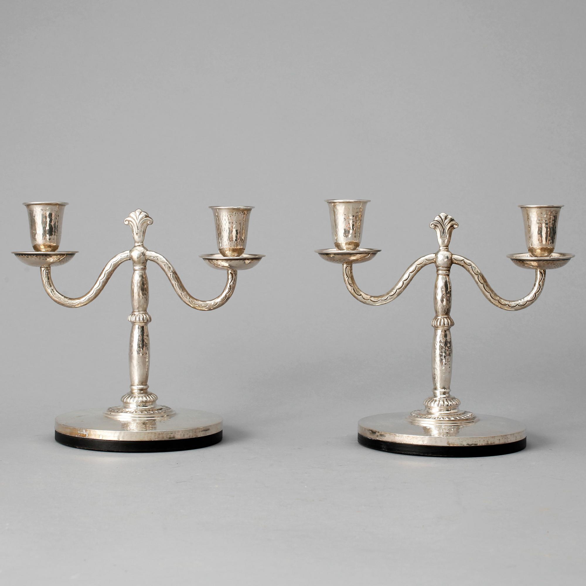 KANDELABRAR, silver, ett par, Stockholm, 1922.