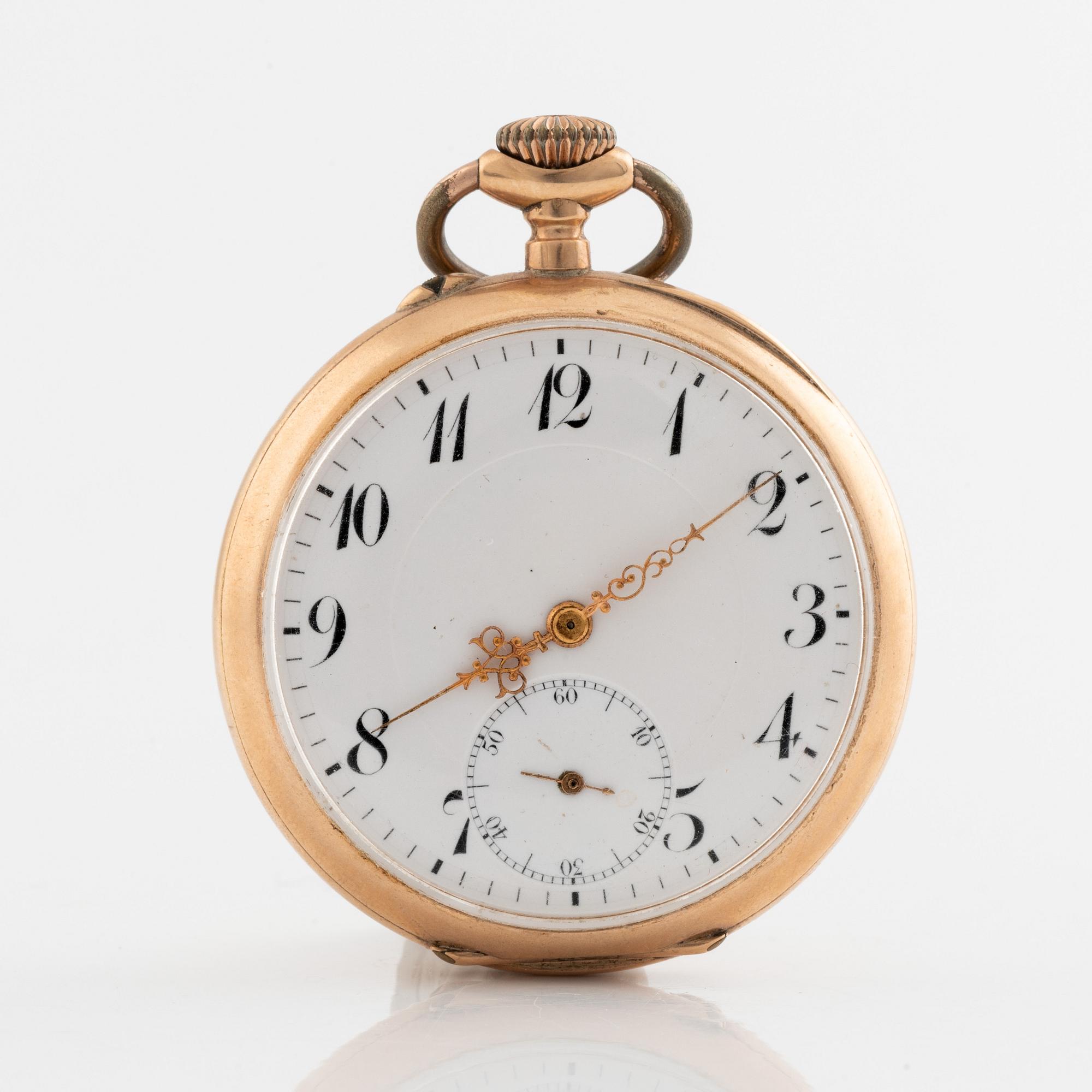 Pocket watch, 14K gold, 50 mm.