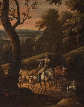 Jacques d'Arthois Attributed to, Landscape with a cowherd.