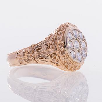 RING, herr, 14K guld, briljantslipade diamanter. Finska kontrollstämplar. Vikt ca 16,9 g.