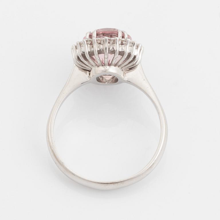 Morganite and brilliant cut diamond ring.