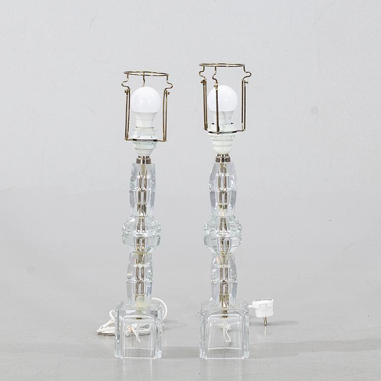 A PAIR OF TABLE LAMPS, perhaps Kosta, second half of the 20th century.