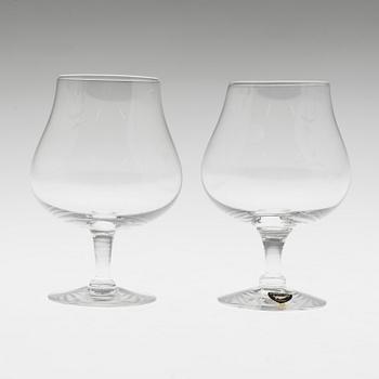 ORREFORS, konjakskupor, 16 st, glas, 1900-talets sista kvartal.