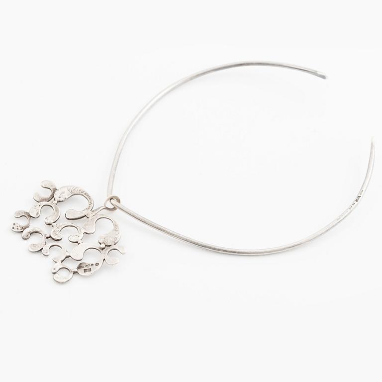 Inga-Britt "Ibe" Dahlquist, Neck ring with pendant, sterling silver,