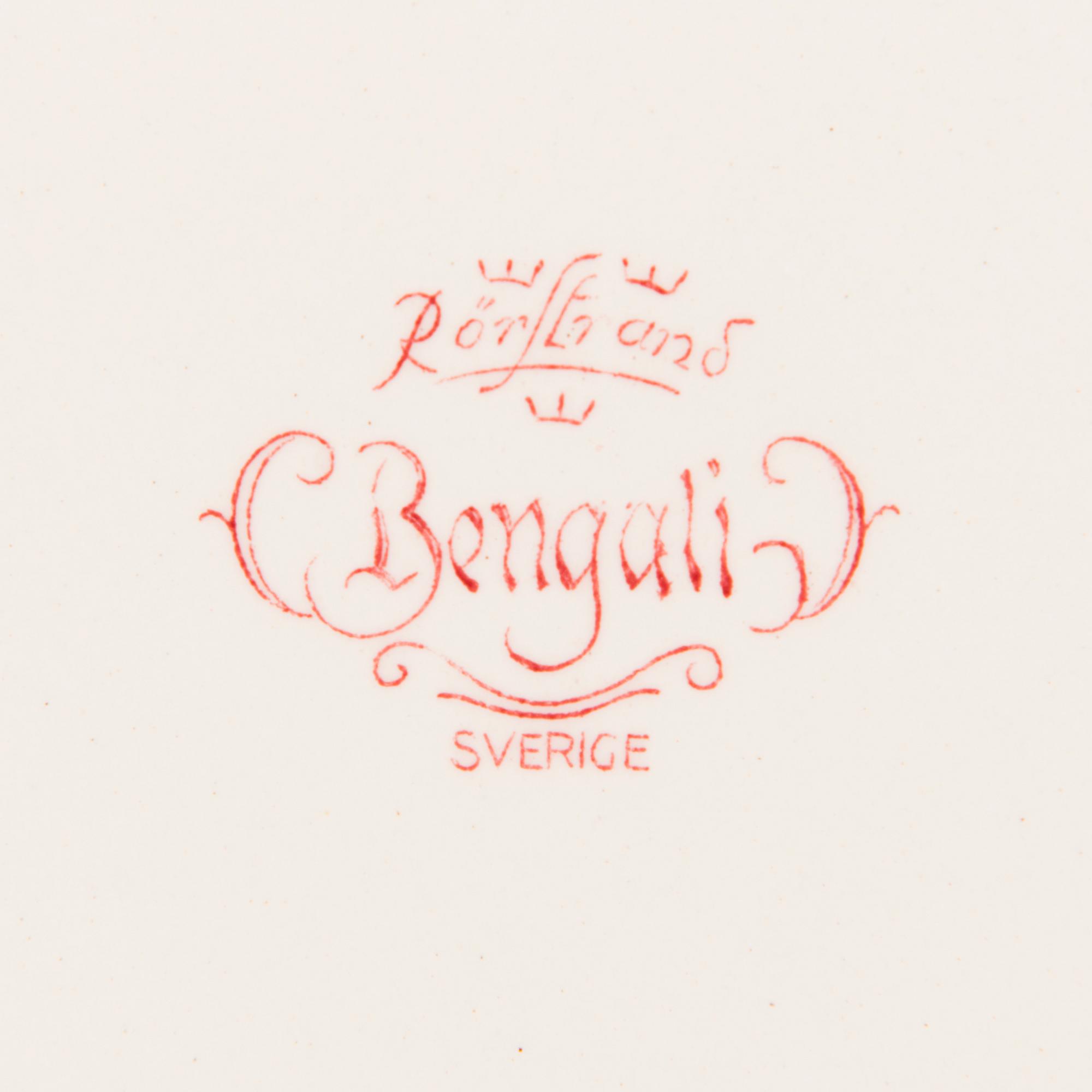 MATSERVIS, 157 delar, flintgods, "Bengali, röd", Rörstrand, 1940-tal.