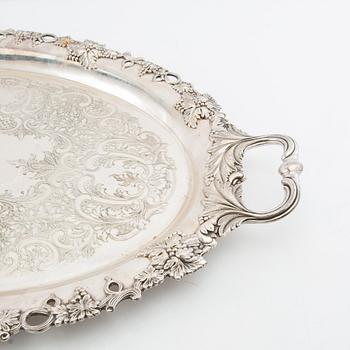Trays/Serving platters 4 pcs of silver-plated metal, first half of the 20th century.