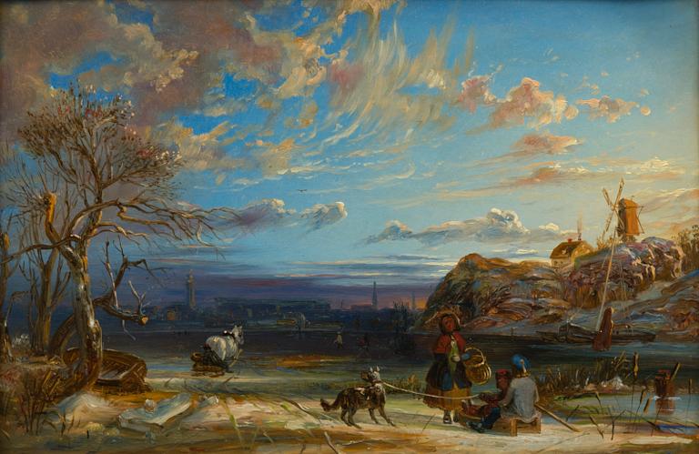 OKÄND KONSTNÄR, olja på kartongskiva, 1800-talets andra hälft.