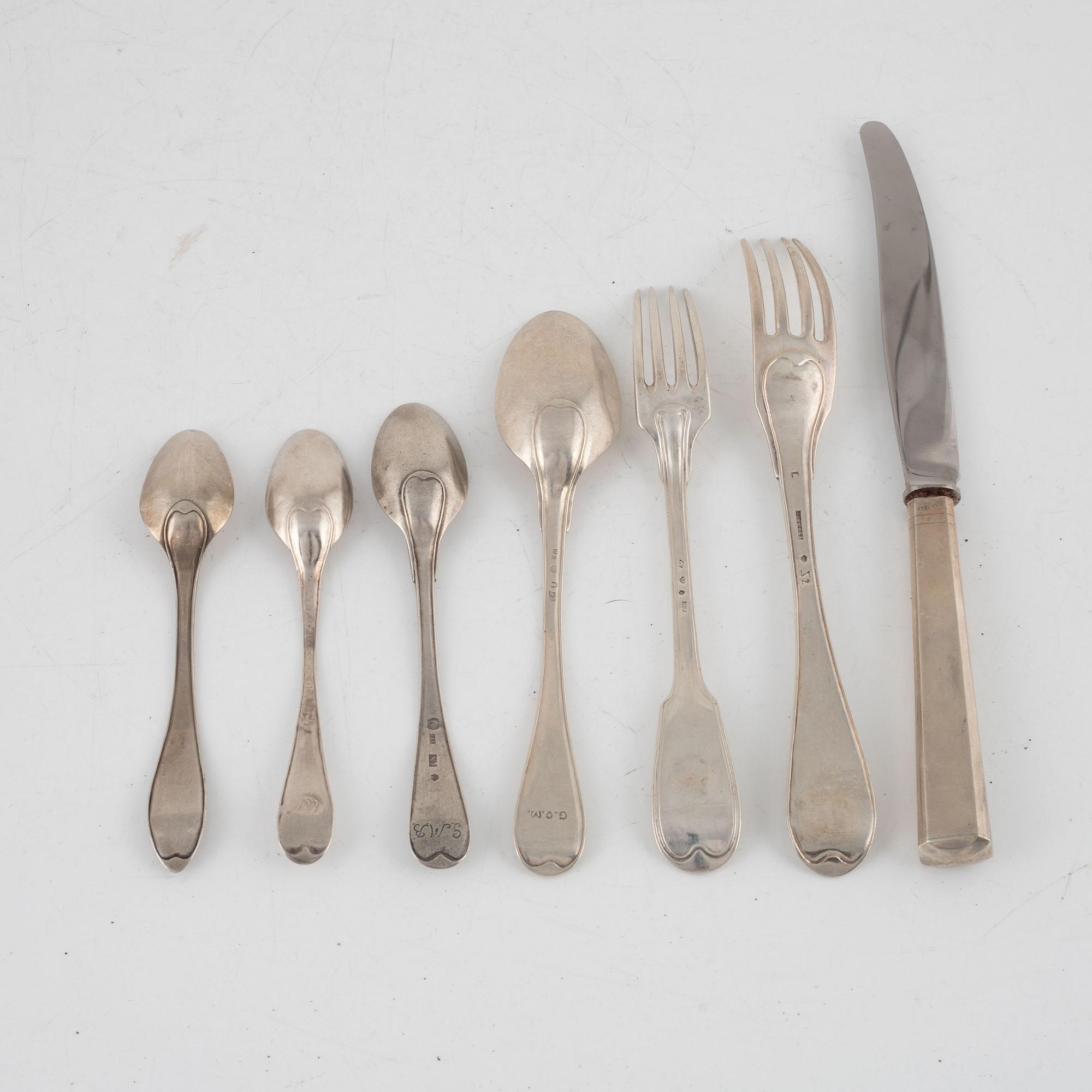 31 pieces of silver cutlery, Sweden, 18th-19th Century.