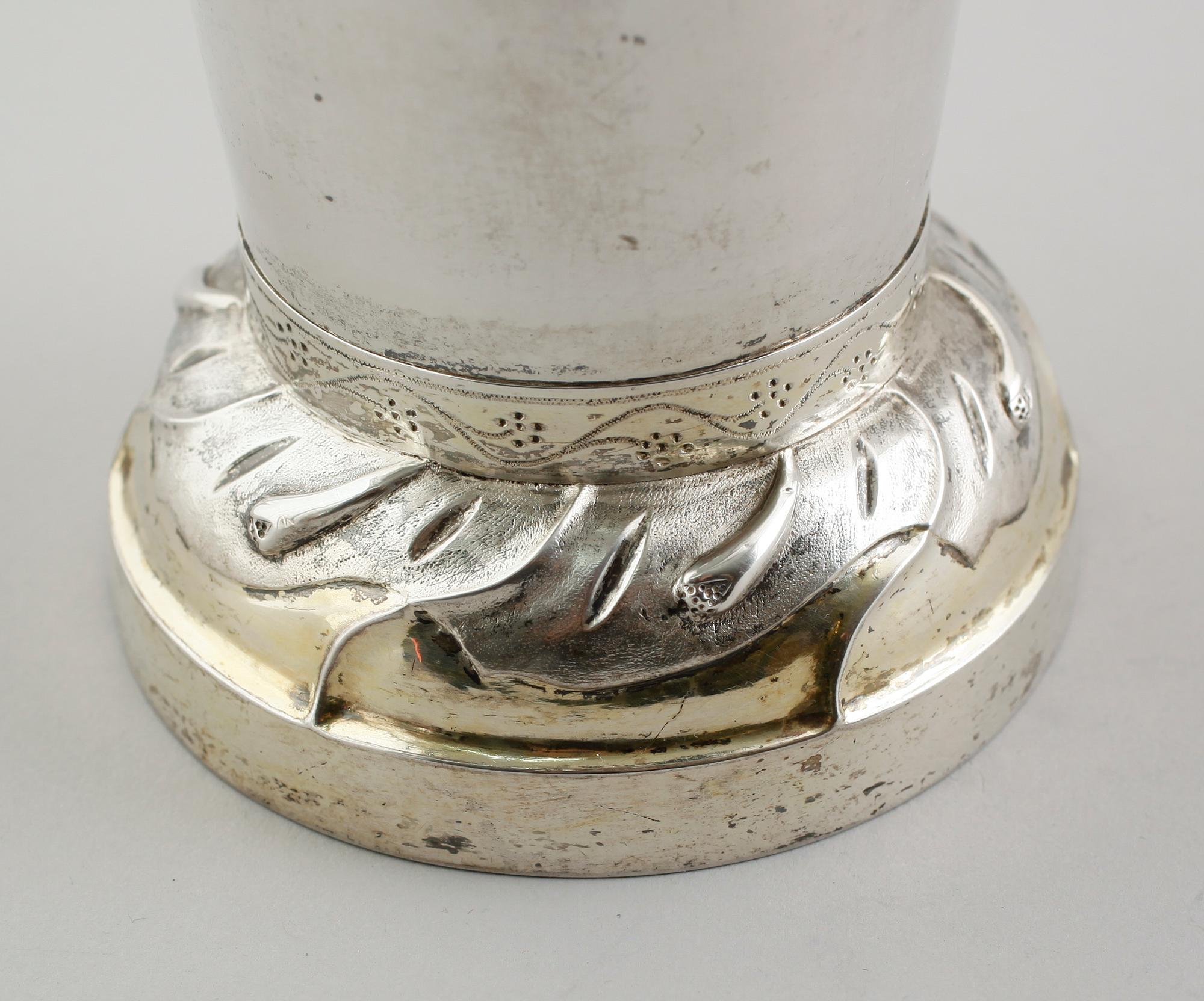 BÄGARE, silver, Johan Petter Ernander, Uppsala 1820. Vikt ca 410 gram.