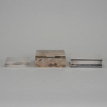 SKRIN, 3 st, silver, importstämplade, bl.a. Schwäbisch Gmund, Tyskland och troligen Belgien. Total vikt ca 710 g.