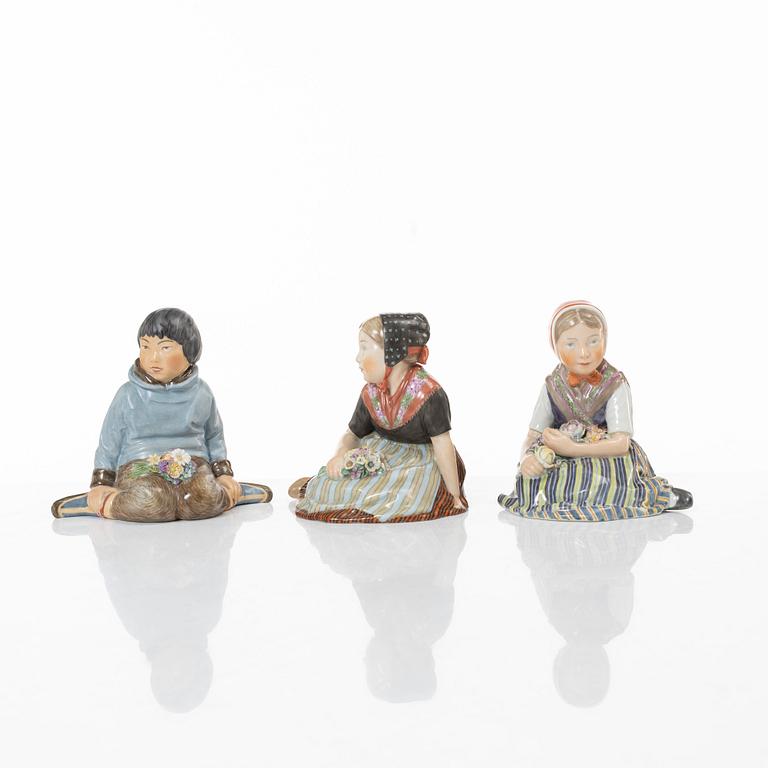A group of six Danish porcelain figures, Carl Martin-Mansen for Royal Copenhagen, 20th century.