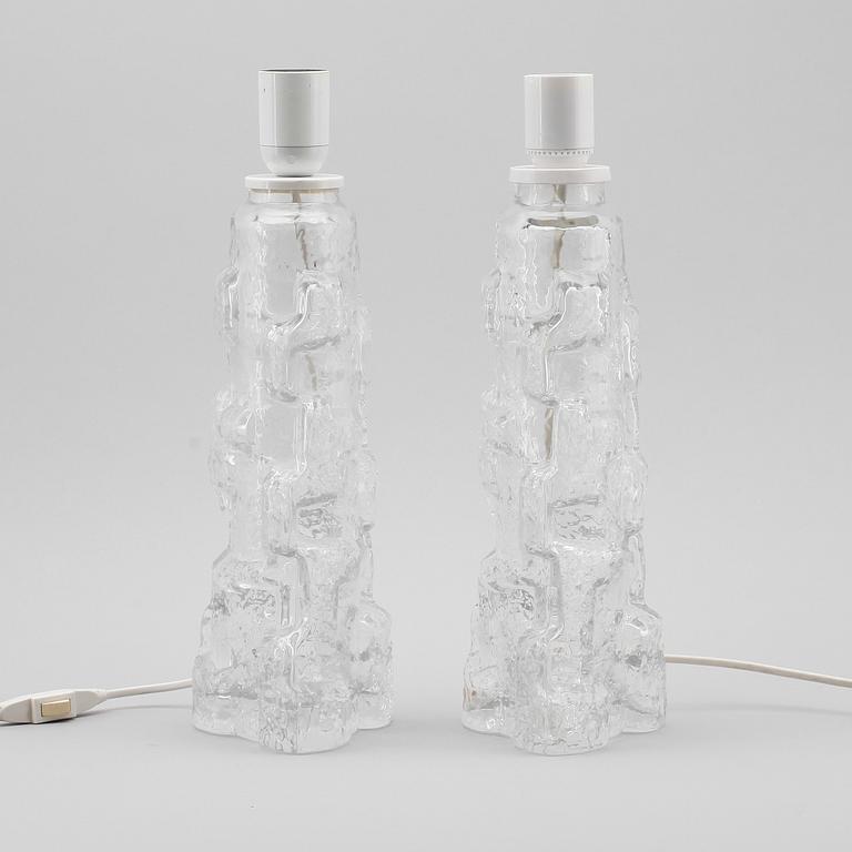 BORDSLAMPOR, 2 st, glas, Reijmyre, 1900-talets andra hälft.