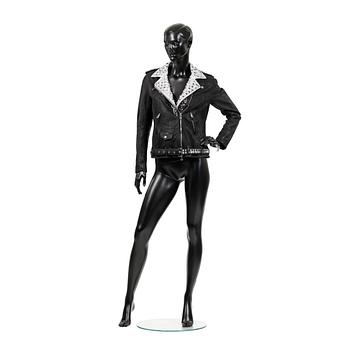 503. BALMAIN, a black leather jacket with paste.