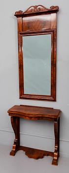 SPEGEL MED KONSOLBORD, 1800-talets mitt.