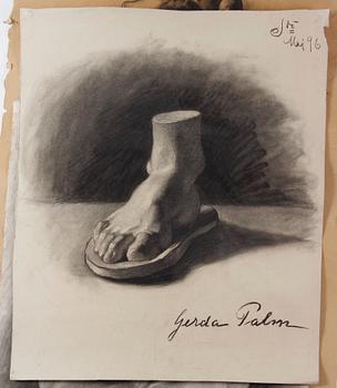 PALM, GERDA, kolteckningar, 4 st.