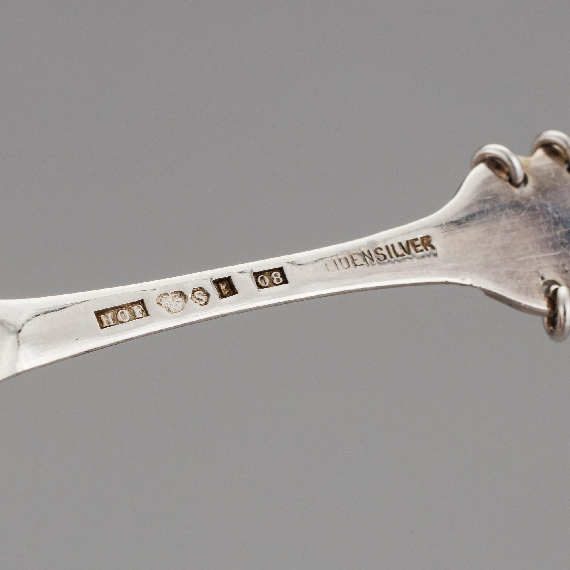KAFFESKEDAR, 12 st, silver, Forslunds, Boden 1940, s k Lappsilver. Vikt ca 180 gram.
