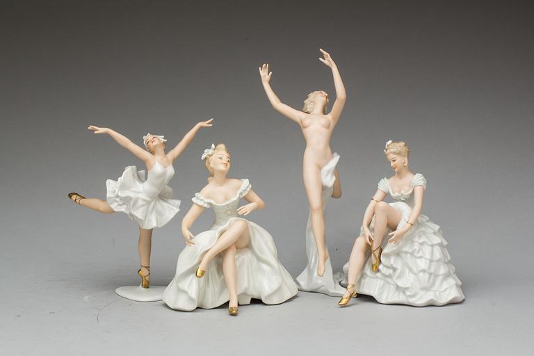 FIGURINER, 4 st, porslin, Wallendorf.