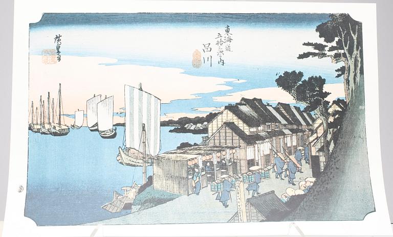 ANDO UTAGAWA HIROSHIGE, "53 stationer", senare tryck, Japan, 1900-tal.