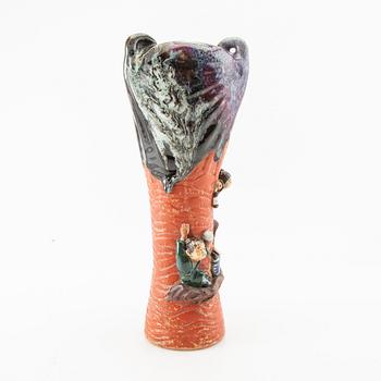 Vase "Sumida gawa ware" Japan first half of the 20th century partially glazed ceramic.