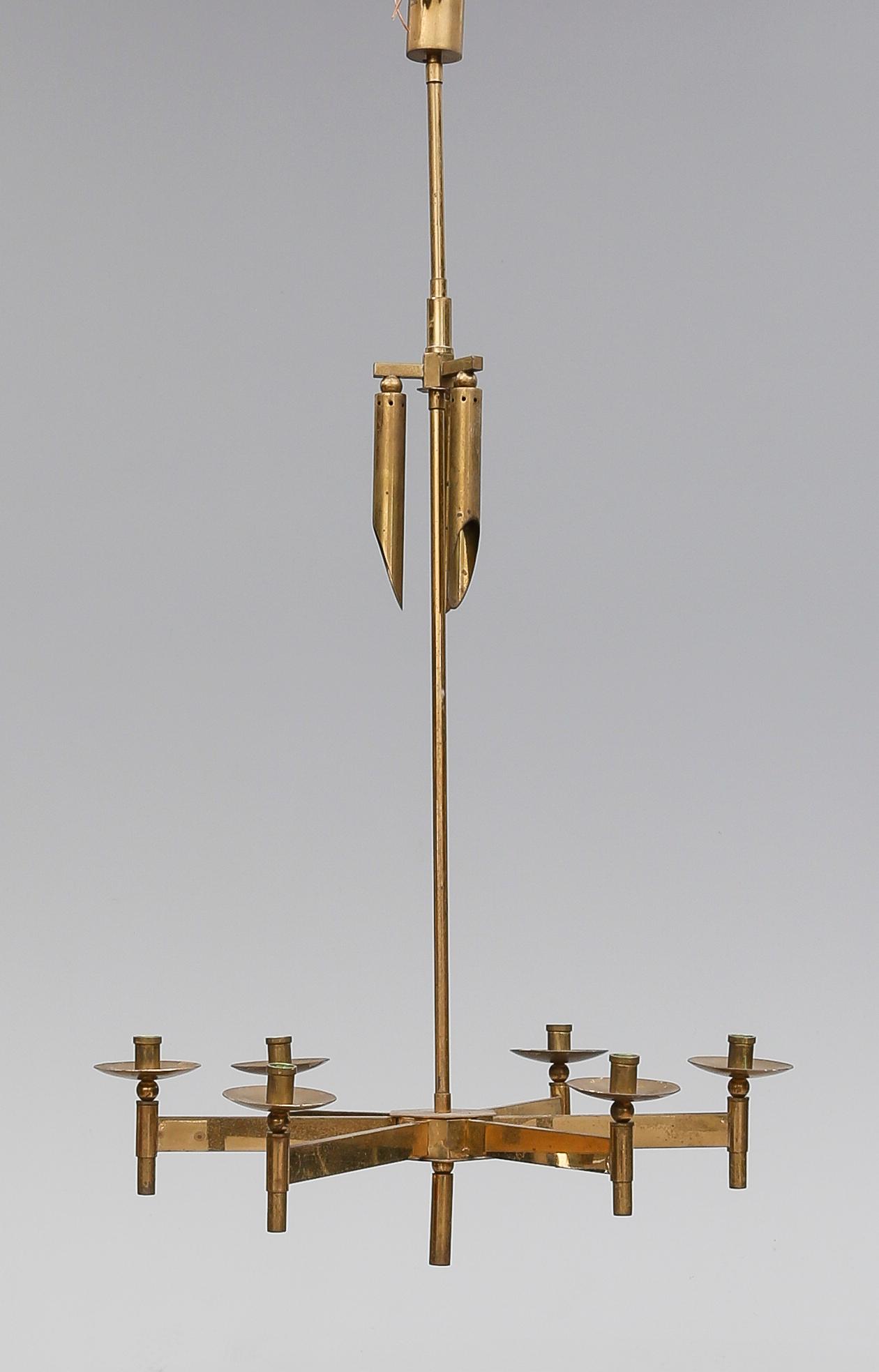 TAKLAMPA, mässing, Sölve Carlsson, 1900-talets andar hälft.