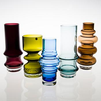 TAMARA ALADIN, VASER, 5 st, glas, Riihimäen Lasi, 1967-76.