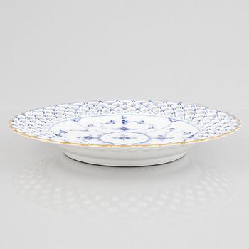 A 'Blue Fluted Full Lace' porcelain dish, Royal Copenhagen, 19th century.