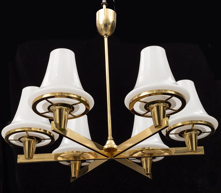 HANS-AGNE JAKOBSSON, a brass ceiling light and wall light from Markaryd, 1960's.