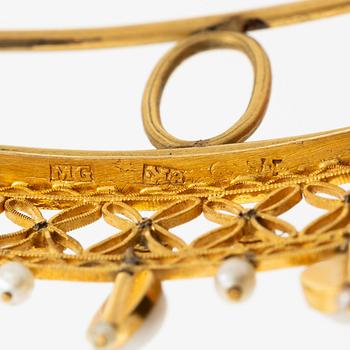 Diadem 18K guld med seedpärlor och halvpärlor, empire, 1800-tal.