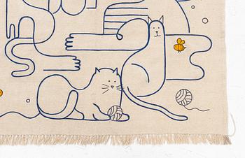 Matta, handbroderad Kelim, ca 197 x 149 cm.