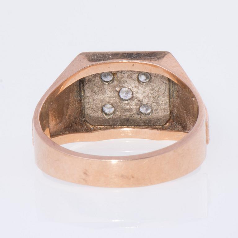RING, 14K guld, briljantslipade diamanter. Finska stämplar, 1990. Vikt ca 9,1 g.