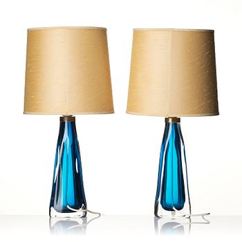 Carl Fagerlund, a pair of table lamps model "RD 1323", Orrefors, 1950s-60s.