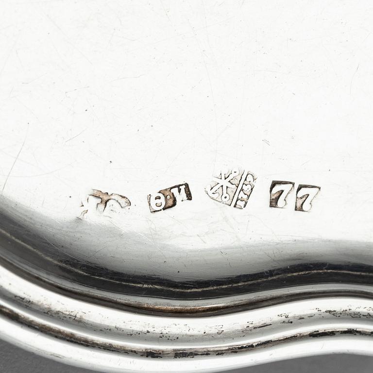 A Russian silver salver/dish, unclear maker's mark, assay master Ivan Frolov, St. Petersburg, 1759.