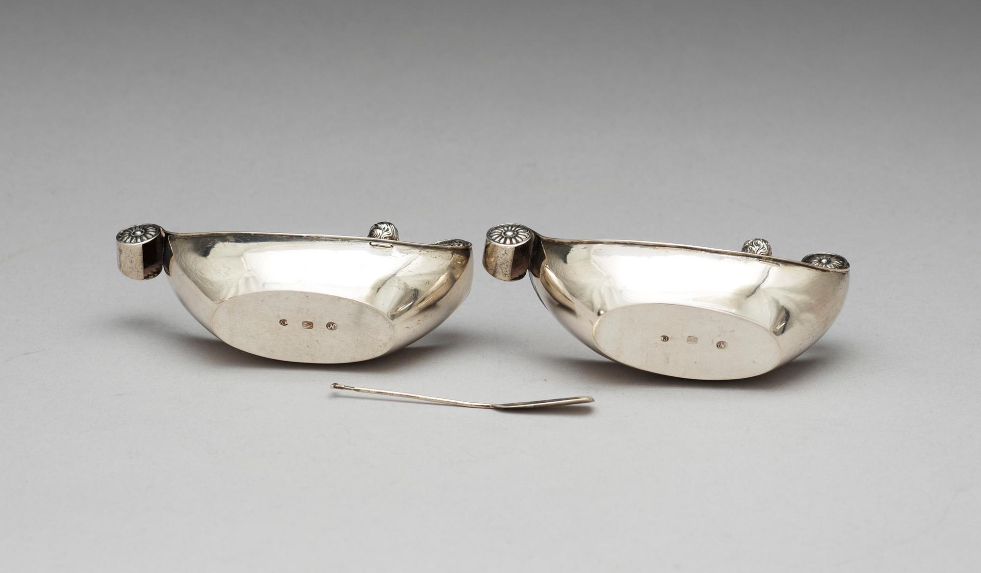 A pair of 19th century German silver salts, makers mark of G. Häberlein, Nürnberg.