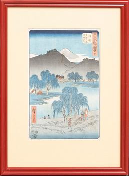 Ando Utagawa Hiroshige, träsnitt, Japan signerat.