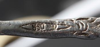 PARTI BESTICK, 6 delar. Silver, importstämplar mm.