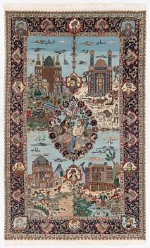 A semi-antique Tabriz carpet, of 'The Four Seasons' design, c. 284 x 173 cm.