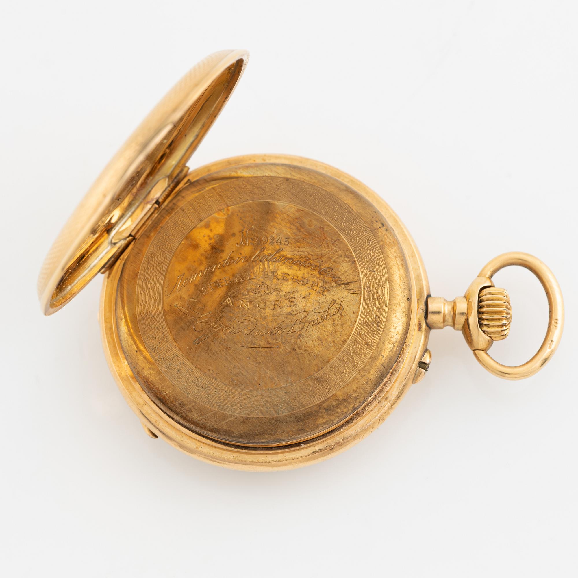 Pocket watch, 18K gold, 37 mm.
